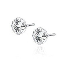 Silver (925) earrings round white zirconia diameter 5mm