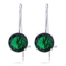 Silver (925) earrings round zirconia diameter 8mm green