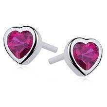 Silver (925) earrings ruby colored zirconia hearts