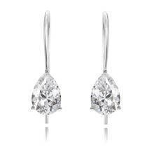 Silver (925) earrings tear-shaped white zirconia 5 x 7mm