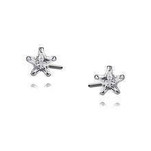 Silver (925) earrings white zirconia 4 x 4mm stars