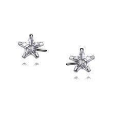 Silver (925) earrings white zirconia 5 x 5mm stars