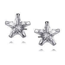 Silver (925) earrings white zirconia 8 x 8mm stars