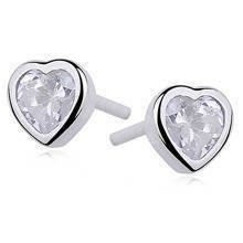 Silver (925) earrings white zirconia hearts