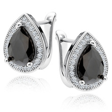 Silver (925) earrings with black zirconia