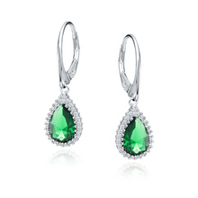 Silver (925) earrings with emerald zirconia