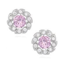 Silver (925) earrings with light pink zirconia