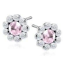 Silver (925) earrings with light pink zirconia