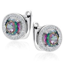 Silver (925) earrings with round multicolor zirconia