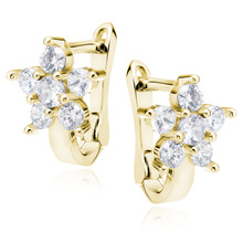 Silver (925) earrings zirconia flower gold plated