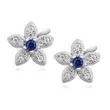 Silver (925) elegant earrings - flowers with sapphire zirconia