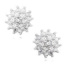 Silver (925) elegant earrings - flowers with white zirconia