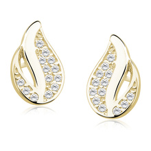 Silver (925) elegant earrings - gold-plated flame with zirconia