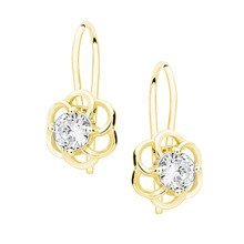 Silver (925) elegant earrings - gold-plated flowers with zirconia