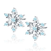 Silver (925) elegant earrings - snowflakes with zirconias