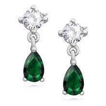 Silver (925) elegant earrings with emerald zirconia