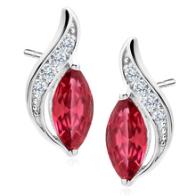 Silver (925) elegant earrings with ruby marquoise zirconia