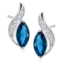 Silver (925) elegant earrings with sapphire marquoise zirconia