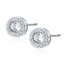 Silver (925) elegant round earrings with zirconia