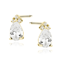 Silver (925) elegant round gold-plated earrings with white zirconias