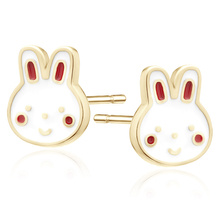 Silver (925) enameled gold-plated earrings - rabbits