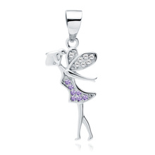 Silver (925) fairy pendant with violet and white zirconias