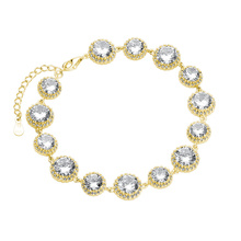 Silver (925) fashionable gold-plated bracelet with white zirconias