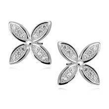Silver (925) flowers earrings with zirconia