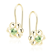 Silver (925) gold-plated Earrings green zirconia