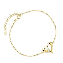 Silver (925) gold-plated bracelet, heart with zirconia