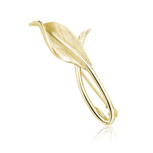 Silver (925) gold-plated brooch - leaf