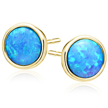 Silver (925) gold-plated earings with blue opal