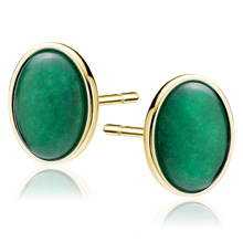 Silver (925) gold-plated earings with green jadeite