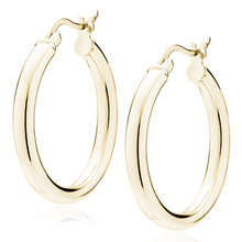 Silver (925) gold-plated earrings hoops - highly polished