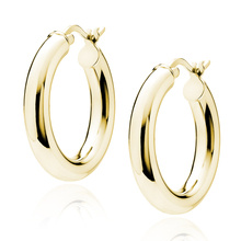 Silver (925) gold-plated earrings hoops - highly polished