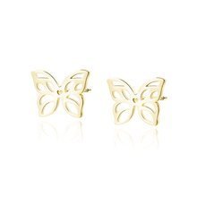 Silver (925) gold-plated earrings - openwork butterfly