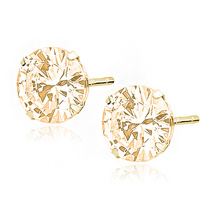 Silver (925) gold-plated earrings round zirconia diameter 8mm