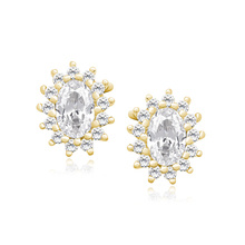 Silver (925) gold-plated earrings - white zirconia