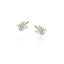 Silver (925) gold-plated earrings white zirconia 3mm round
