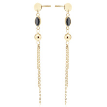 Silver (925) gold-plated earrings with black zirconia, ball and chains