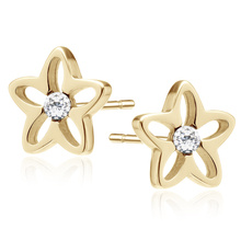 Silver (925) gold-plated earrings with white zirconia - flowers