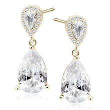 Silver (925) gold-plated earrings with white zirconias