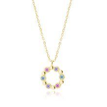 Silver (925) gold-plated necklace - flower with zirconias