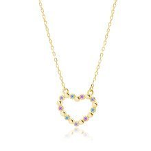 Silver (925) gold-plated necklace - heart with zirconias