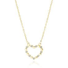 Silver (925) gold-plated necklace - heart with zirconias