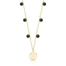 Silver (925) gold-plated necklace with circle and black zirconias / spinels