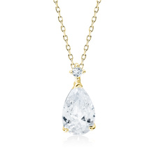 Silver (925) gold-plated necklace with white zirconia - teardrop