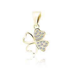 Silver (925) gold-plated pendant clover with white zirconias