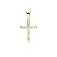 Silver (925) gold-plated pendant cross with zirconia