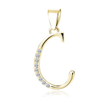 Silver (925) gold-plated pendant white zirconias - letter C